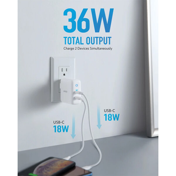 Anker A2628 PowerPort III Duo 40W 3 Pin USB C Charger 3