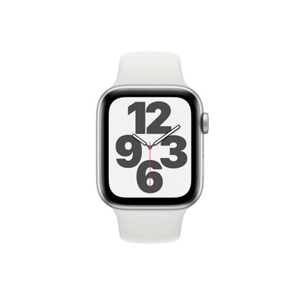 Apple Watch SE 44MM Silver Aluminum GPS White Sport Band 1