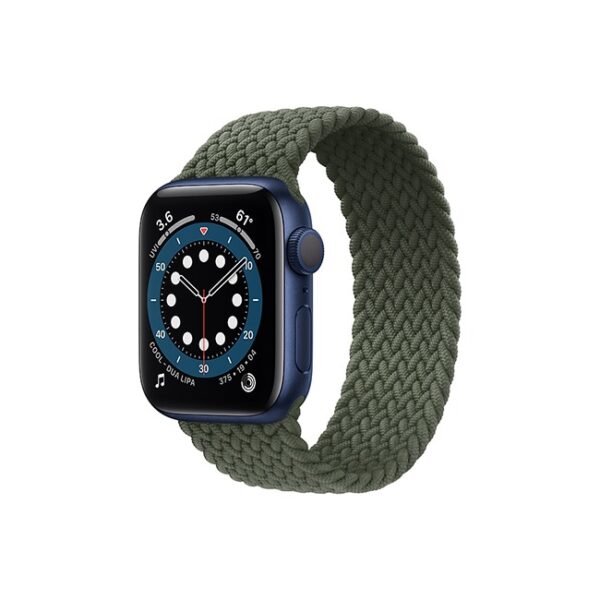 Apple Watch Series 6 42MM Blue Aluminum GPS Braided Solo Loop Inverness Green