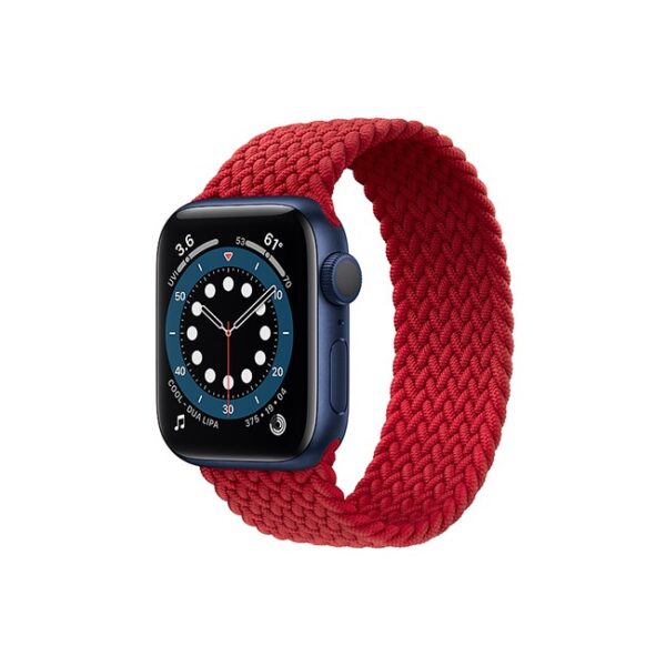 Apple Watch Series 6 42MM Blue Aluminum GPS Braided Solo Loop Pink Punch Red