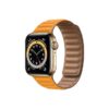 Apple Watch Series 6 42MM Gold Stainless Steel GPS Cellular Leather Link California Poppy