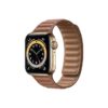 Apple Watch Series 6 42MM Gold Stainless Steel GPS Cellular Leather Link Saddle Brown