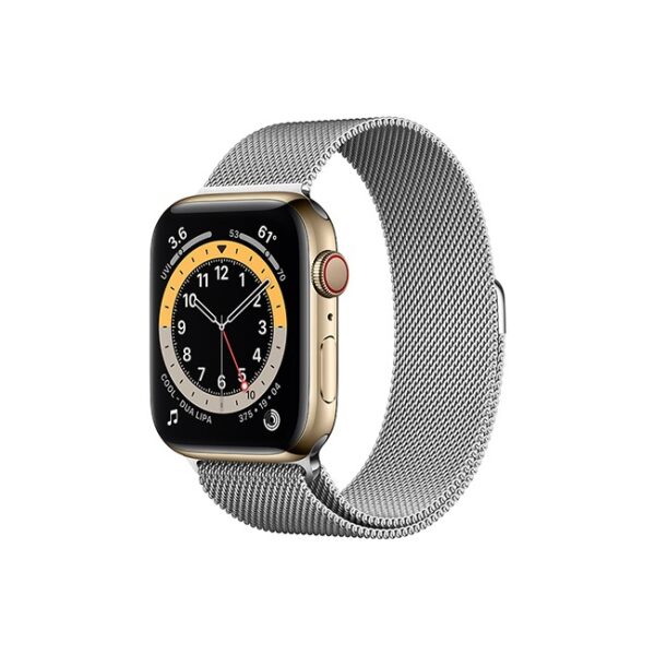 Apple Watch Series 6 42MM Gold Stainless Steel GPS Cellular Milanese Loop silver