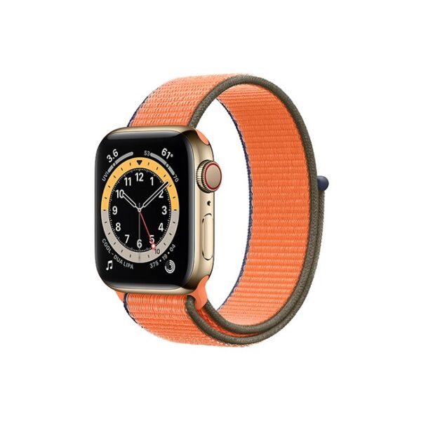 Apple Watch Series 6 42MM Gold Stainless Steel GPS Cellular Sport Loop Kumquat