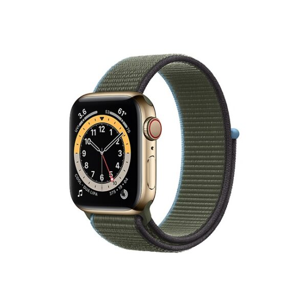 Apple Watch Series 6 42MM Gold Stainless Steel GPS Cellular Sport Loop inverness green