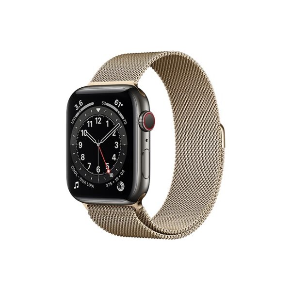 Apple Watch Series 6 42MM Graphite Stainless Steel GPS Cellular Milanese Loop gold
