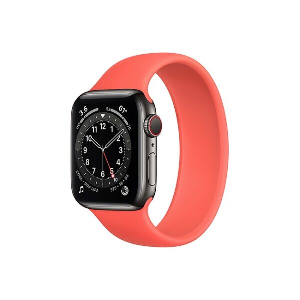 Apple Watch Series 6 42MM Graphite Stainless Steel GPS Cellular Solo Loop Pink Citrus