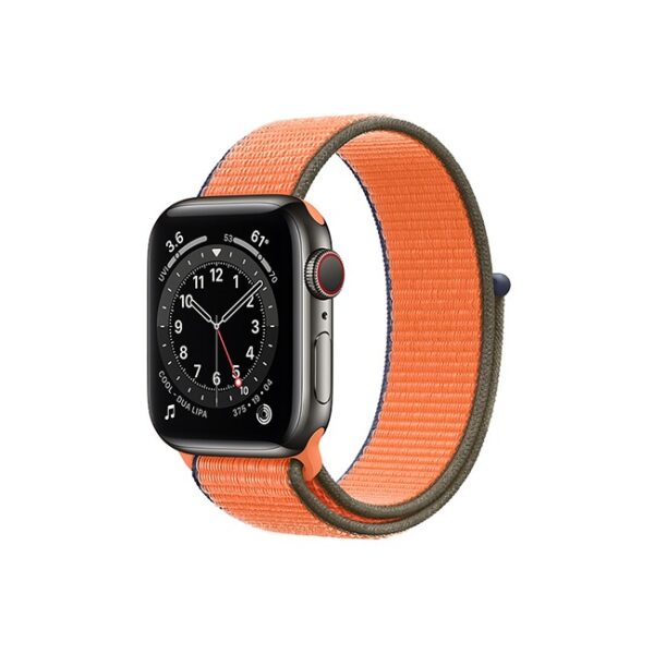 Apple Watch Series 6 42MM Graphite Stainless Steel GPS Cellular Sport Loop Kumquat