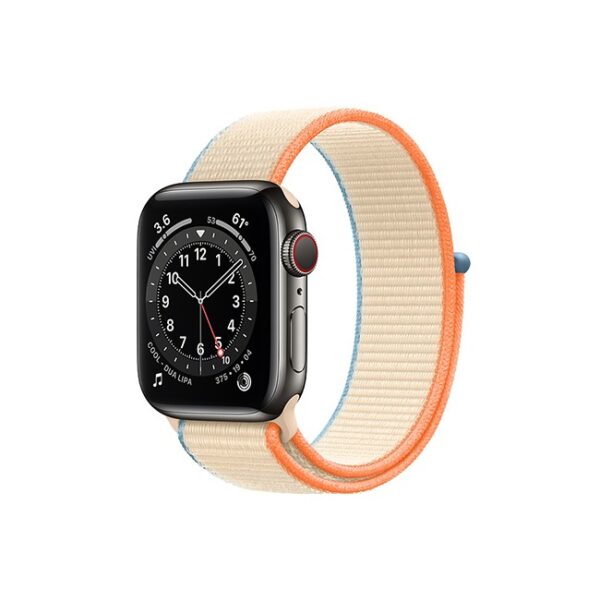 Apple Watch Series 6 42MM Graphite Stainless Steel GPS Cellular Sport Loop cream