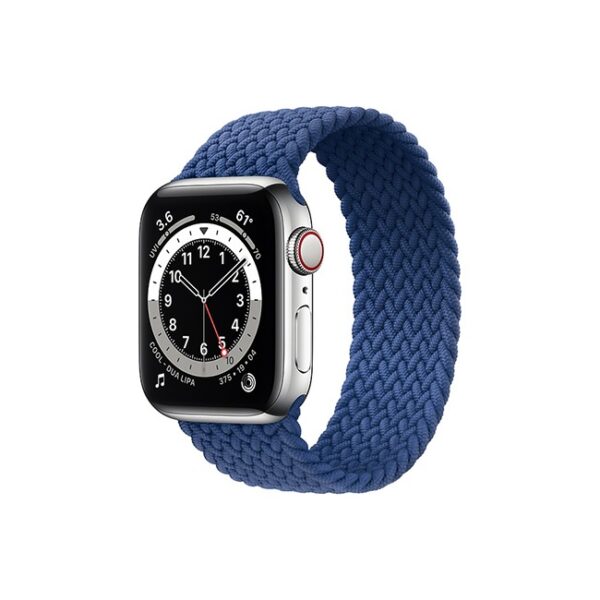 Apple Watch Series 6 42MM Silver Stainless Steel GPS Cellular Braided Solo Loop Atlantic Blue