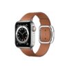 Apple Watch Series 6 42MM Silver Stainless Steel GPS Cellular Modern Buckle Saddle brown