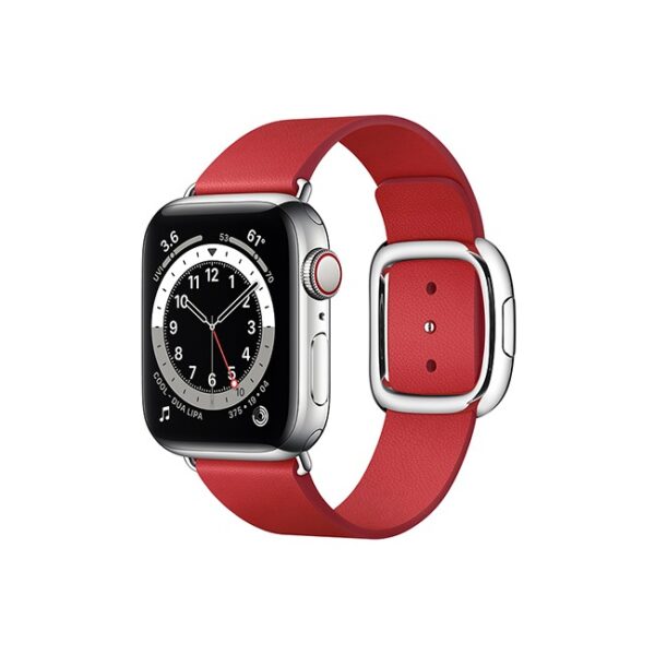 Apple Watch Series 6 42MM Silver Stainless Steel GPS Cellular Modern Buckle Scarlet