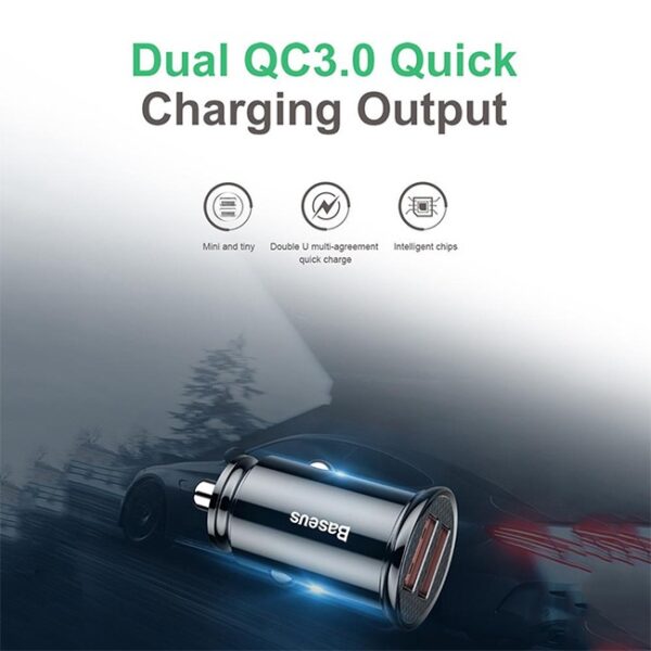 Baseus Dual QC3.0 30W Max Car Charger 3