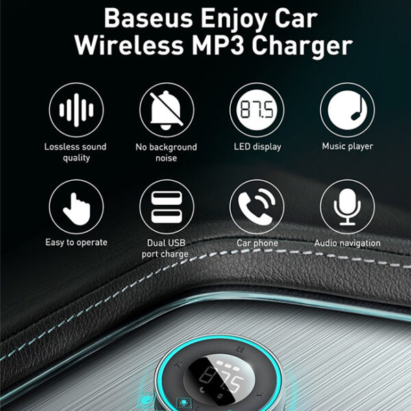 Baseus Enjoy Wireless MP3 Dual Port Car Charger 2 1