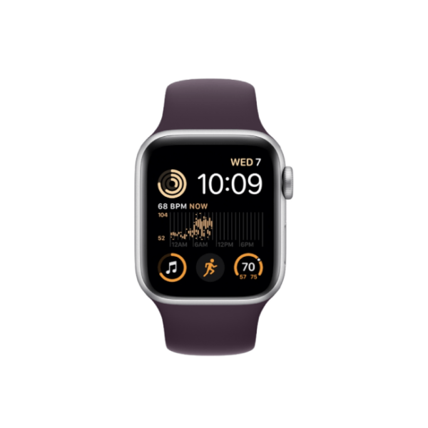 Apple Watch SE 2nd Gen 40MM Silver Aluminum GPS – Elderberry Sport Band 1
