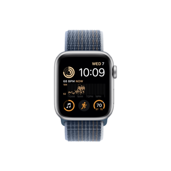Apple Watch SE 2nd Gen 40MM Silver Aluminum GPS – Storm Blue Sport Loop Band 1