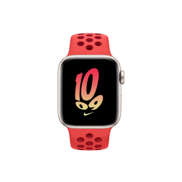 Apple Watch SE 2nd Gen 40MM Starlight Aluminum GPS – Bright Crimson Gym Red Nike Sport Band 1