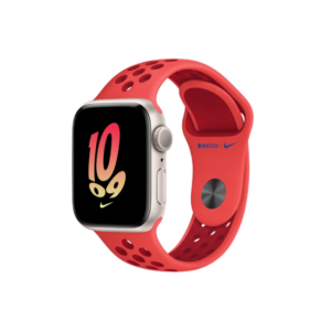 Apple Watch SE 2nd Gen 40MM Starlight Aluminum GPS – Bright Crimson Gym Red Nike Sport Band