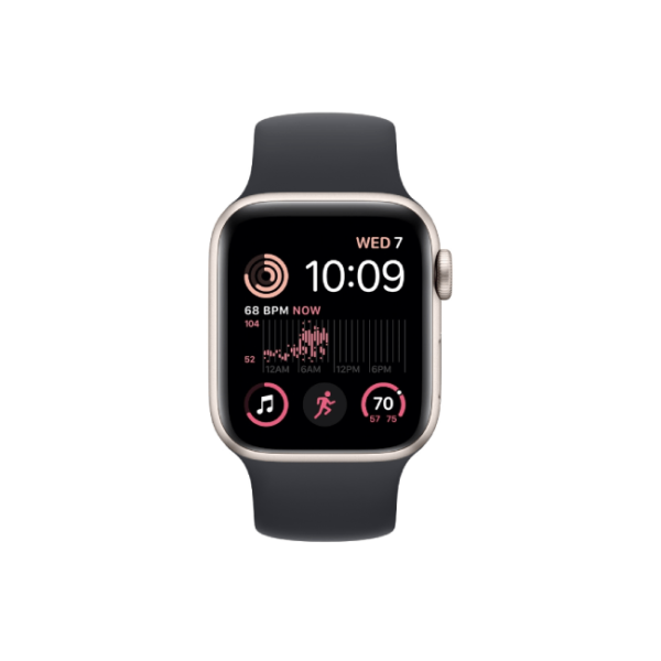 Apple Watch SE 2nd Gen 40MM Starlight Aluminum GPS – Midnight Solo Loop Band 1