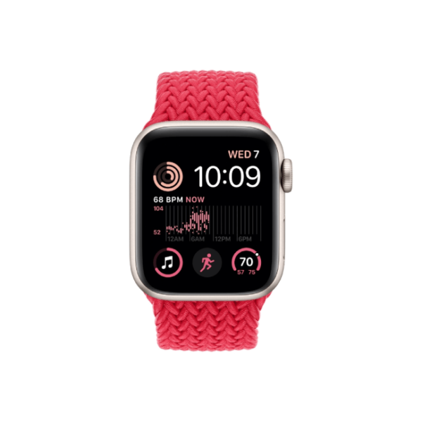 Apple Watch SE 2nd Gen 40MM Starlight Aluminum GPS – Red Solo Loop Band 1