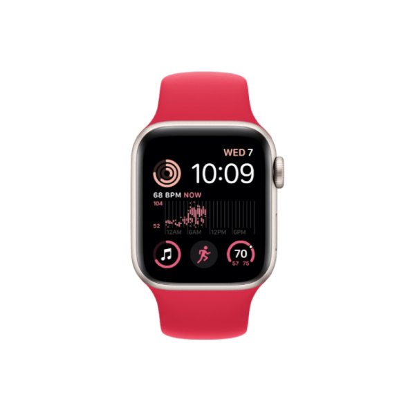 Apple Watch SE 2nd Gen 40MM Starlight Aluminum GPS – Red Sport Band 1