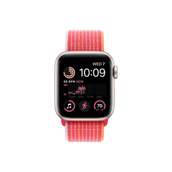 Apple Watch SE 2nd Gen 40MM Starlight Aluminum GPS – Red Sport Loop Band 1