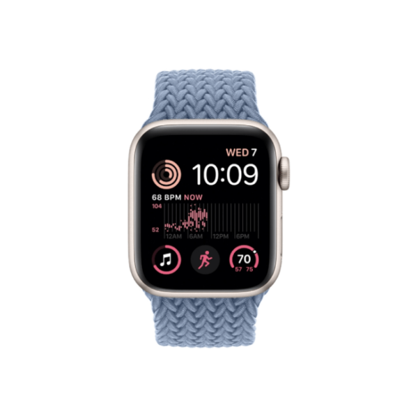 Apple Watch SE 2nd Gen 40MM Starlight Aluminum GPS – Slate Blue Braided Solo Loop Band 1