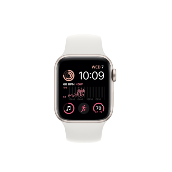 Apple Watch SE 2nd Gen 40MM Starlight Aluminum GPS – White Sport Band 1