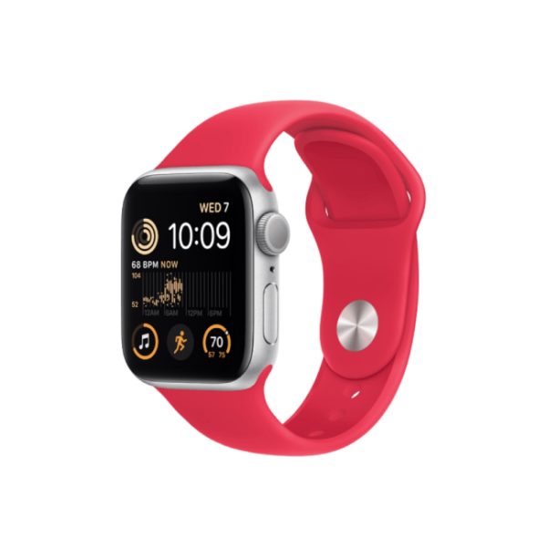 apple watch se 2nd gen 40mm silver aluminum gps red sport band