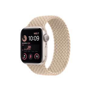 apple watch se 2nd gen 40mm starlight aluminum gps beige braided solo loop band