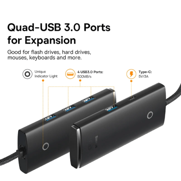 Baseus Lite Series 4 Port HUB Adapter 1