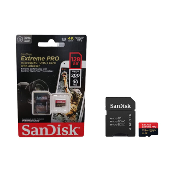 SanDisk Extreme PRO SDXC 128GB UHS I 200MBs Memory Card with Adapter