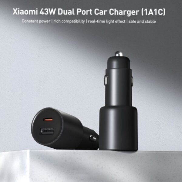 Xiaomi 1A1C 43W Dual Port Car Charger1.jpg