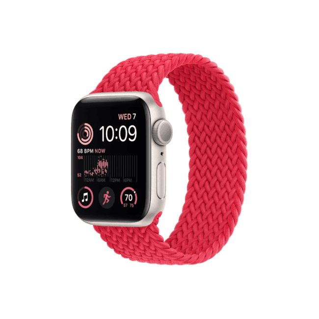 Apple Watch SE 2nd Gen 40MM Starlight Aluminum GPS – Red Solo Loop Band ...