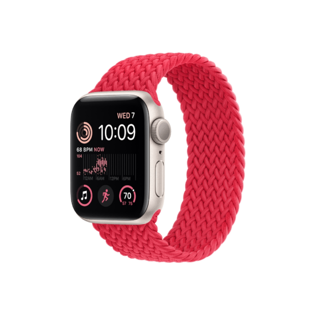 Apple Watch SE 2nd Gen 40MM Starlight Aluminum GPS – Red Solo Loop Band Apple Watch SE 2nd Gen 40MM Starlight Aluminum GPS – Red Solo Loop Band