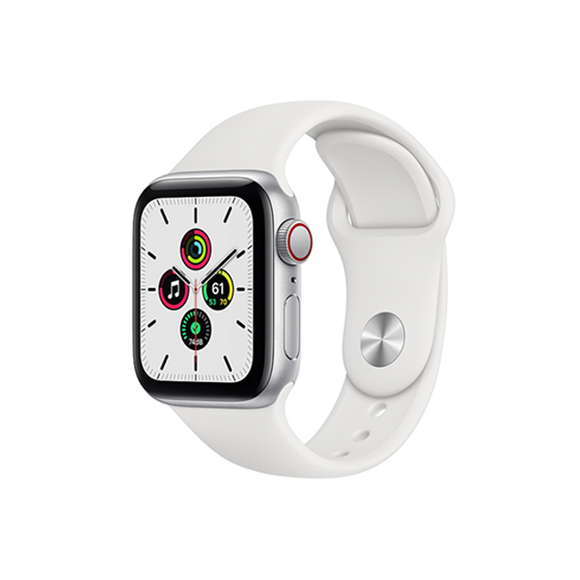 Apple Watch SE 40MM Silver Aluminum GPS Cellular White Sport Band Apple Watch SE 40MM Silver Aluminum GPS Cellular White Sport Band