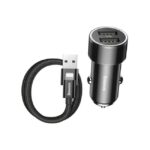 Baseus Small Screw 3.4A Dual USB Car Charger with Lightning Cable 1