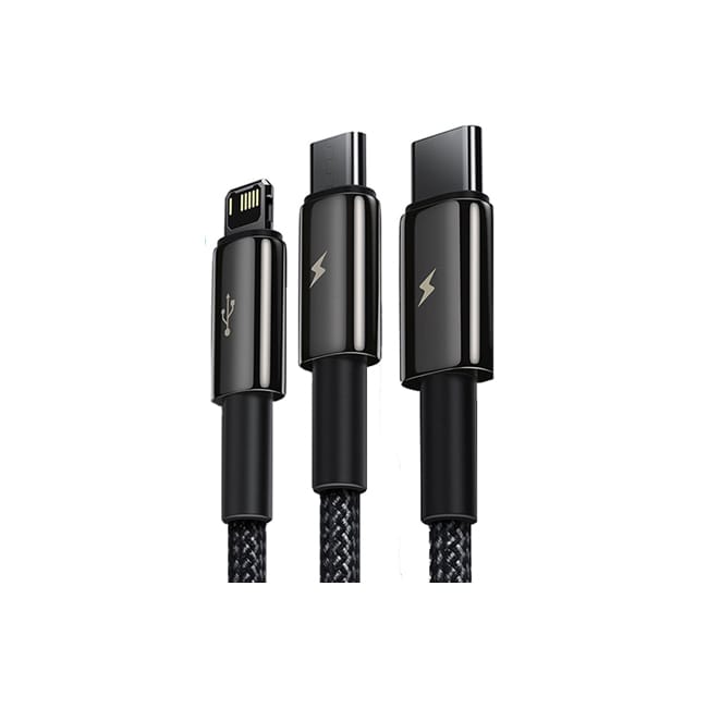 Baseus Tungsten Gold 3 in 1 Fast Charging Data Cable Baseus Tungsten Gold 3 in 1 Fast Charging Data Cable