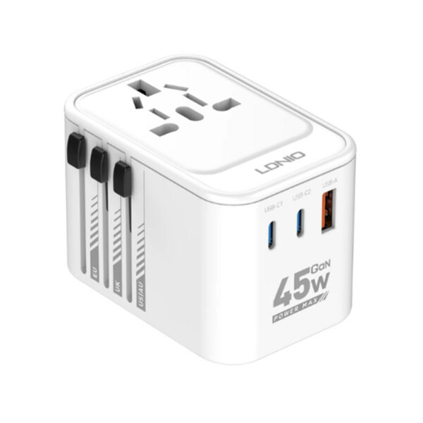 LDNIO Z8 3 USB Ports 45W GaN Travel Adapter