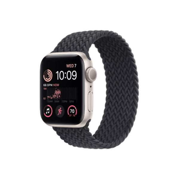 apple watch se 2nd gen 40mm starlight aluminum gps midnight braided solo loop band