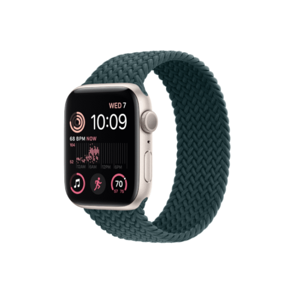apple watch se 2nd gen 40mm starlight aluminum gps rainforest braided solo loop band
