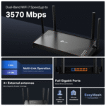 TP Link Dual Band Wi Fi 7 BE3600 Router Archer BE220 4