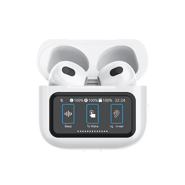 wiwu t23 display screen tws anc airbuds white