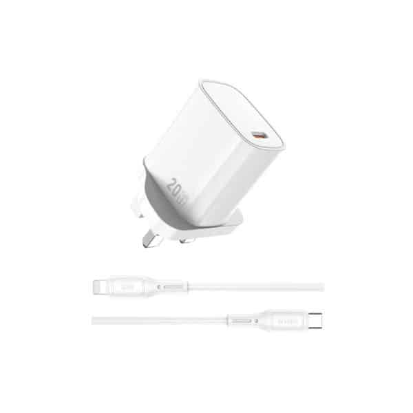 WIWU WI G007 ESSEN 20W GaN FAST CHARGER + USB C TO IP CABLE COMBO
