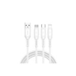 WIWU WU C045E STARLINK 3 1A USB A TO MICRO+USB C+IP 1 2M CABLE (WHITE)