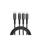 WIWU WU C046E STARLINK 3 1A USB C TO MICRO + USB C +IP 1 2M CABLE (BLACK)